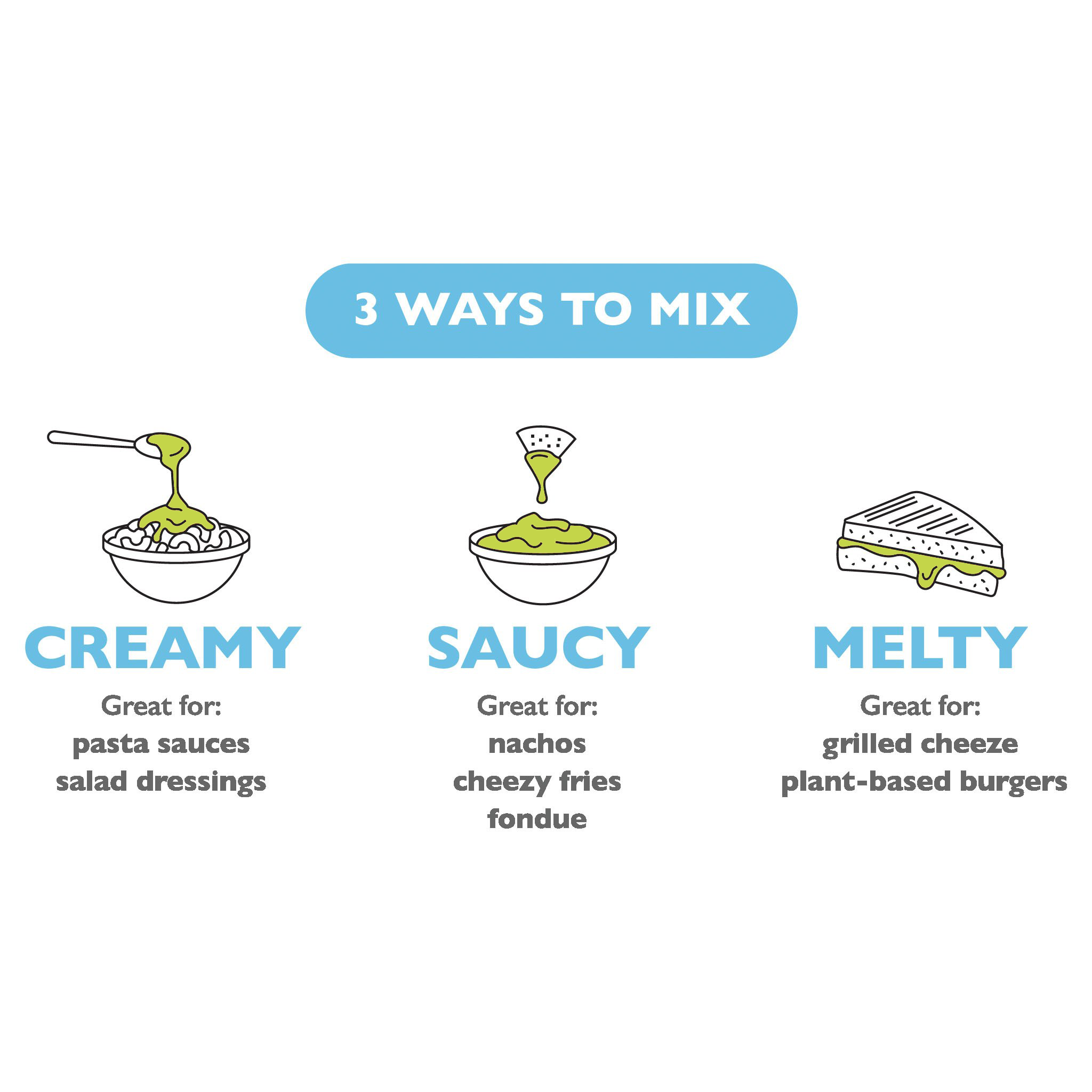 3 ways to make your cheeze , Creamy Saucy Melty 